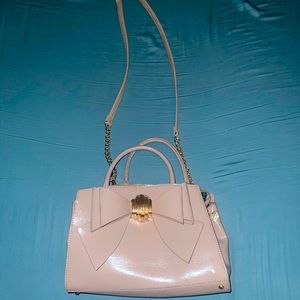 Betsy Johnson Handbag in Gray with removable bow to replace with gold studs. BN